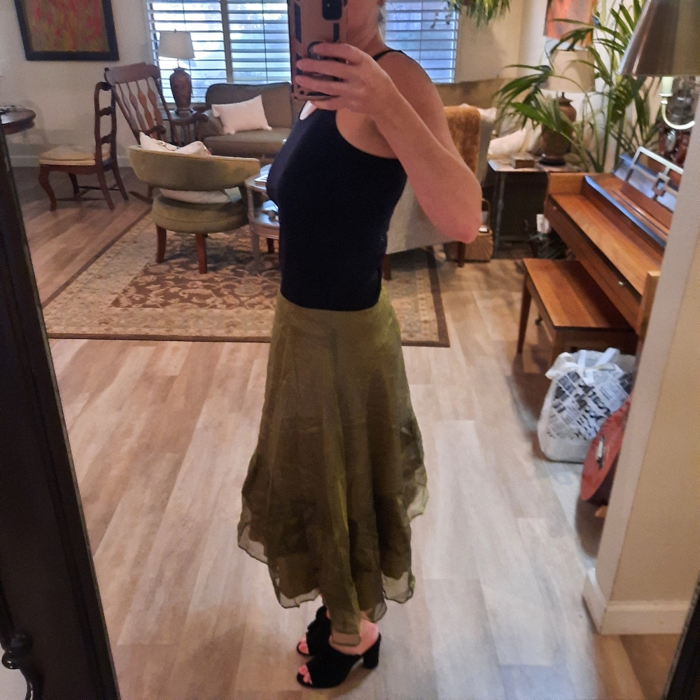 Linda Bertozzi silk olive green skirt size 3